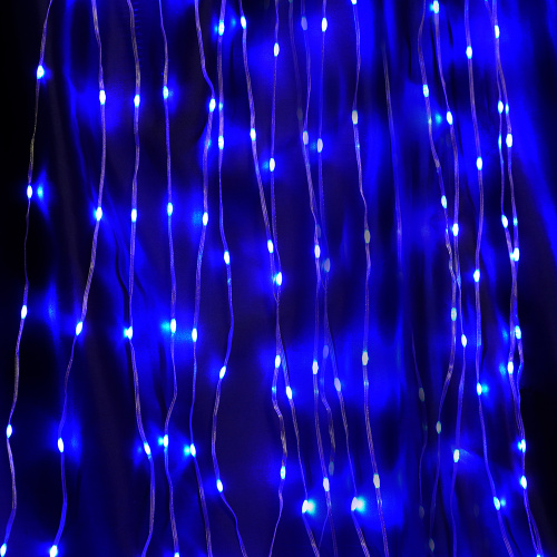Светодиодная гирлянда Feron CL28 занавес Водопад  3*3м  + 3м 230V синий с контроллером, c питанием от сети, белый шнур