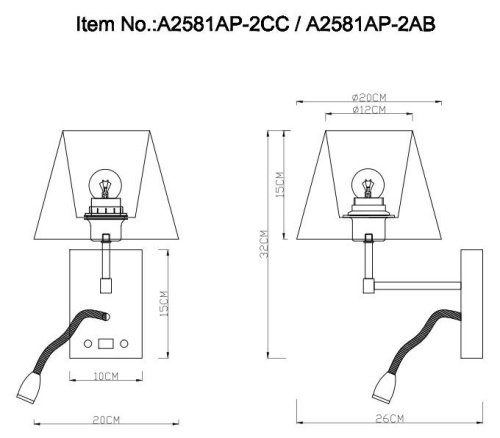 Бра Arte Lamp Elba A2581AP-2CC фото 7