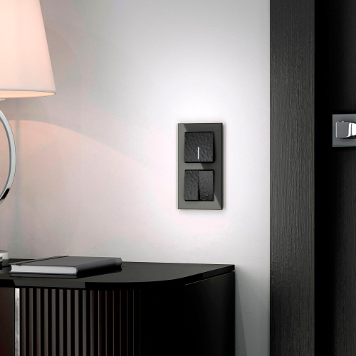 Выключатель одноклавишный с подсветкой (Hammar черный) W1210108 фото 2