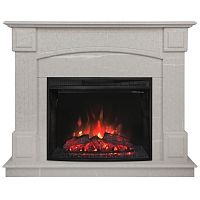 Электрокамин RealFlame Carolina 24/25,5 WT мрамор серый с очагом Evrika 25,5 LED