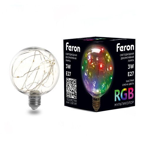 Лампа светодиодная Feron LB-382 E27 3W 230V RGB Лампа светодиодная Feron LB-382 E27 3W 230V RGB