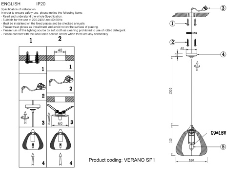 Crystal Lux Светильник подвесной Crystal Lux VERANO SP1 SILVER фото 7 Crystal Lux Светильник подвесной Crystal Lux VERANO SP1 SILVER фото 7