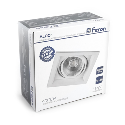 Светодиодный светильник Feron AL201 карданный 1x12W 4000K 35 градусов ,белый фото 5