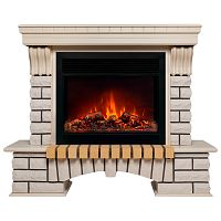 Каминокомплект COUNTRY/БРУКЛИН Бежевый дуб с очагом Электроочаг MOONBLAZE LUX/МУНБЛЕЙЗ