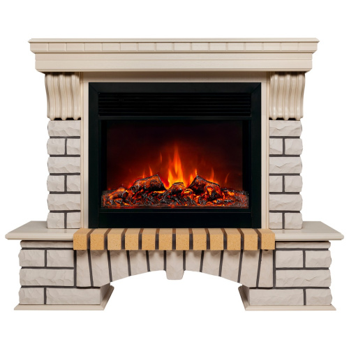 Каминокомплект COUNTRY/БРУКЛИН Бежевый дуб с очагом Электроочаг MOONBLAZE LUX/МУНБЛЕЙЗ