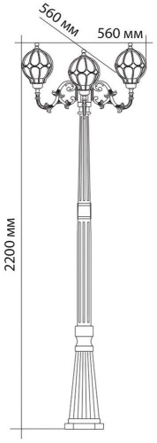Светильник садово-парковый Feron PL3709 круглый, столб  3*60W 230V E27, черное золото фото 3