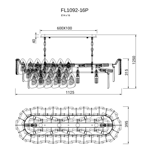 Люстра подвесная Finezza FL1092-16P фото 2 Люстра подвесная Finezza FL1092-16P фото 2