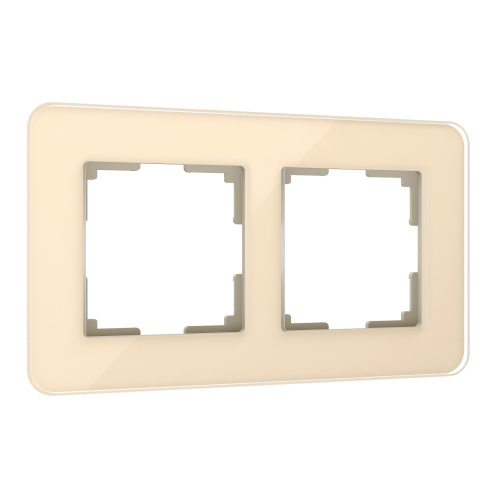 Рамка из стекла на 2 поста Elite айвори W0022443 Рамка из стекла на 2 поста Elite айвори W0022443