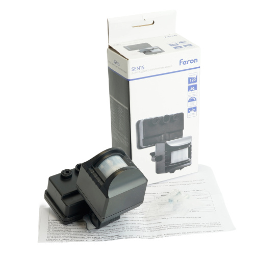 Датчик движения 1200W 10m 120° черный, SEN15/LX02 фото 8