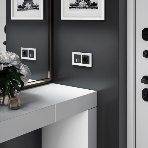 Розетка с заземлением, шторками и USBх2 (черный матовый) W1171508 фото 8 Розетка с заземлением, шторками и USBх2 (черный матовый) W1171508 фото 8