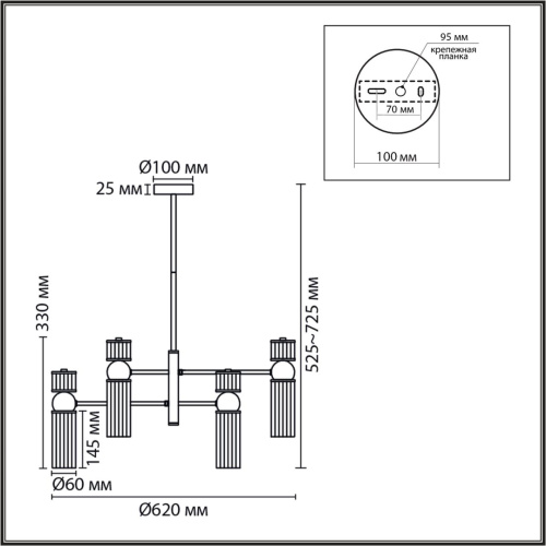 8277/6 MODERNI LN26 164 сатин никель/прозрачный, металл/стекло Люстра Е14 6*40W 220V DENVER
