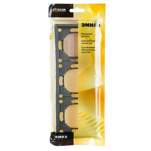 Рамка STEKKER, PFR00-5003-09 3-местная, серия Эмили, антрацит, soft touch фото 6