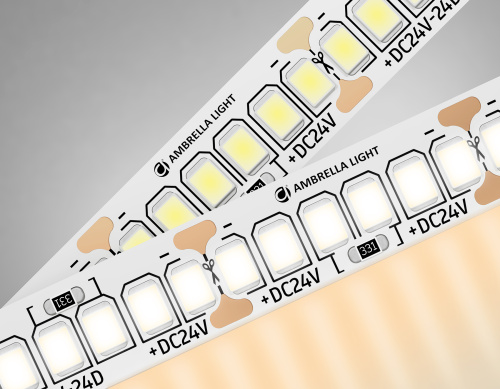 Светодиодная лента 24В 2835 240Led 20Вт/м 3000K IP20 5м Светодиодная лента 24В 2835 240Led 20Вт/м 3000K IP20 5м
