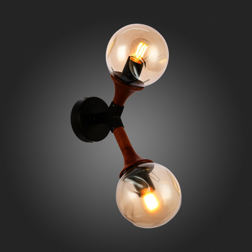 SLE109401-01 Светильник настенный Черный, Темное дерево/Прозрачный, Янтарный E27 2*60W RAQUEL фото 9