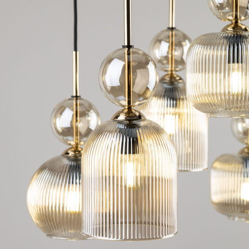 Подвесной светильник с плафоном из фактурного стекла 11044 Sophia Cognac фото 5