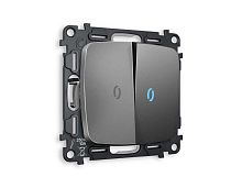 Комплект механизма 2-кл выключателя AMBRELLA VOLT с подсветкой 10000K OMEGA Антрацит серый QUANT (OP6540, VM115, G17B) MO654020