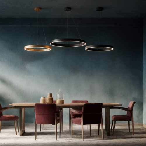 Светильник подвесной RAYDIA, 40 Вт, 3000–4000К, ?600?1500 мм, металл+акрил, матовое золото, свет вве фото 2