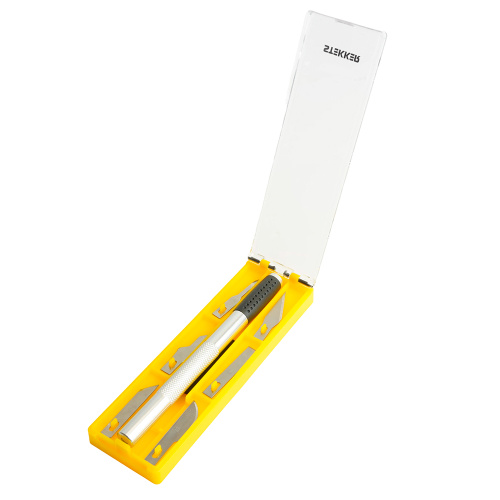 Нож макетный с алюминиевой рукояткой, 0,5 мм, кейс, 6 лезвий в комплекте, STEKKER KMU-41-S фото 8