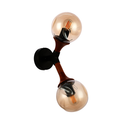 SLE109401-01 Светильник настенный Черный, Темное дерево/Прозрачный, Янтарный E27 2*60W RAQUEL фото 2