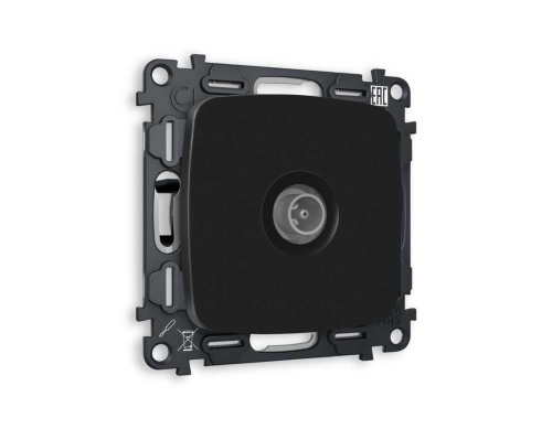 Комплект механизма TV розетки проходной AMBRELLA VOLT OMEGA Черный матовый 5-1000 MHz 4dB QUANT (OP8130, VM211) MO813030