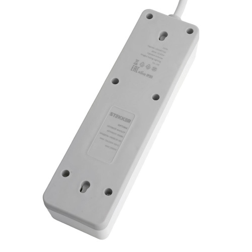 Сетевой фильтр 3-местный с/з STEKKER HM20-31-03 3x1мм2, 3 м, 250В, 16А, серия Optima, белый фото 2