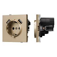 Механизм розетки с USB зарядкой SCT-TENDO-MUAA-SFPL-GD (230V, 16A) Arlight 054604