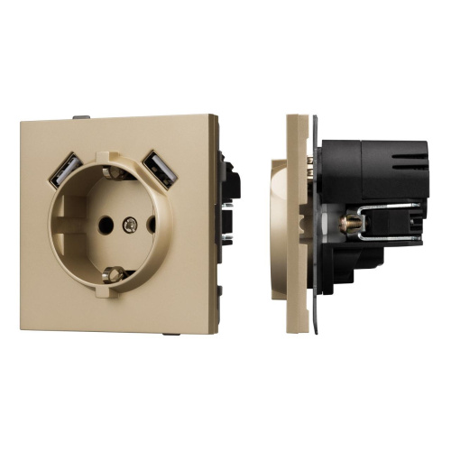 Механизм розетки с USB зарядкой SCT-TENDO-MUAA-SFPL-GD (230V, 16A) Arlight 054604