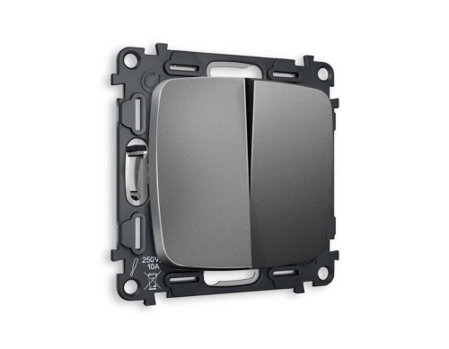 Комплект механизма 2-кл проходного выключателя AMBRELLA VOLT OMEGA Антрацит серый QUANT (OP6530, VM120) MO653020