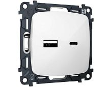 Комплект механизма розетки Ambrella Volt OMEGA Белый глянец 2USB A+C 20W (быстрая зарядка) QUANT (OP1110, VM177) MO111010