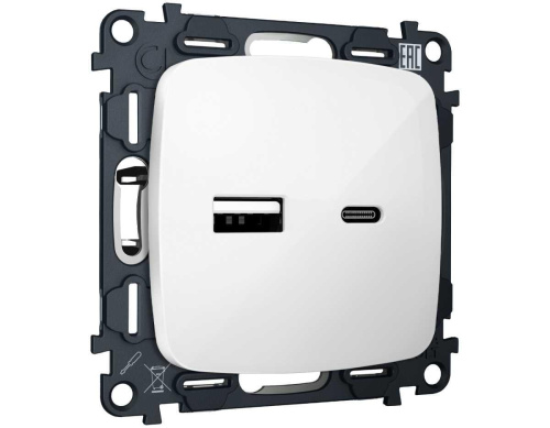 Комплект механизма розетки Ambrella Volt OMEGA Белый глянец 2USB A+C 20W (быстрая зарядка) QUANT (OP1110, VM177) MO111010 Комплект механизма розетки Ambrella Volt OMEGA Белый глянец 2USB A+C 20W (быстрая зарядка) QUANT (OP1110, VM177) MO111010