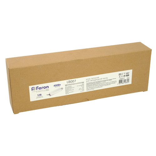 Трансформатор электронный для светодиодной ленты 400W 12V 245*77*41мм  IP67 (драйвер), LB007 FERON фото 2