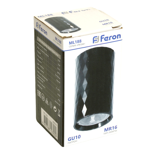 Светильник потолочный Feron ML188 Barrel PRISM MR16 GU10 35W 230V, черный фото 9