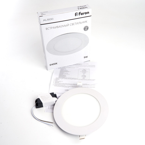 Светодиодный светильник Feron AL500 встраиваемый 9W 6400K белый фото 4