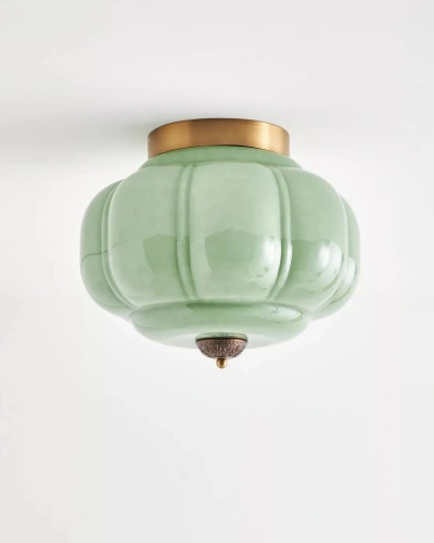 Золотистый светильник "Элаиза" с зелёным плафоном Золотистый светильник "Элаиза" с зелёным плафоном
