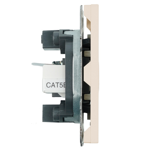 Розетка TV + компьютерная RJ-45 (механизм), STEKKER, серия Эмили, RST00-5106-08, кашемир, soft touch фото 4