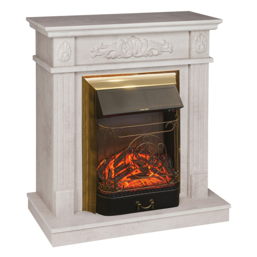 Электрокамин RealFlame Adelaida WT белый камень с очагом Majestic Lux Brass фото 2 Электрокамин RealFlame Adelaida WT белый камень с очагом Majestic Lux Brass фото 2