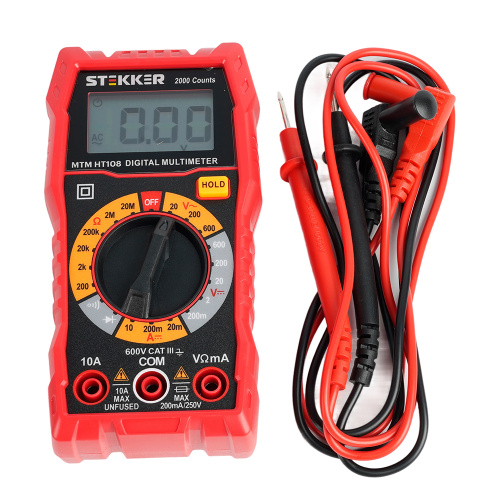 MTM HT108 Мультиметр цифровой, 2000 отсчетов, 2 батареи тип ААА 1,5В, ручная регулировка, красный, TM STEKKER фото 10