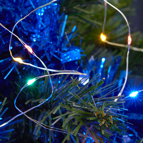 Светодиодная гирлянда Feron CL53  2м + 1м мультиколор,статичная, с питанием от батареек, прозрачный шнур фото 4