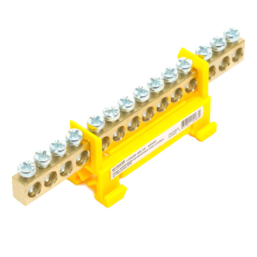 Шина "PE" на изоляторе STEKKER 6*9 тип "стойка" на DIN-рейку 14 выводов, желтый, LD556-69-14 фото 4