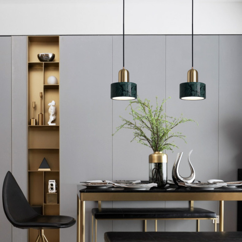 Подвесной светильник Cloyd ANTUAN P1 / Ø15 см - латунь светл. - зелен.мрамор (арт.10931)