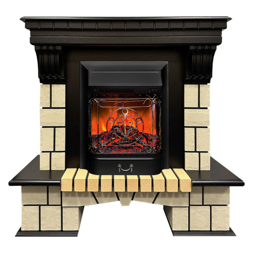Электрокамин RealFlame Stone ML STD античный дуб c очагом Majestic Lux Black Электрокамин RealFlame Stone ML STD античный дуб c очагом Majestic Lux Black