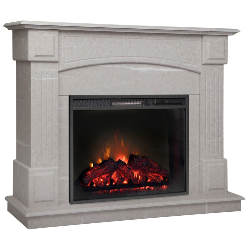 Электрокамин RealFlame Carolina 24/25,5 WT мрамор серый с очагом Sparta 25,5 LED фото 2