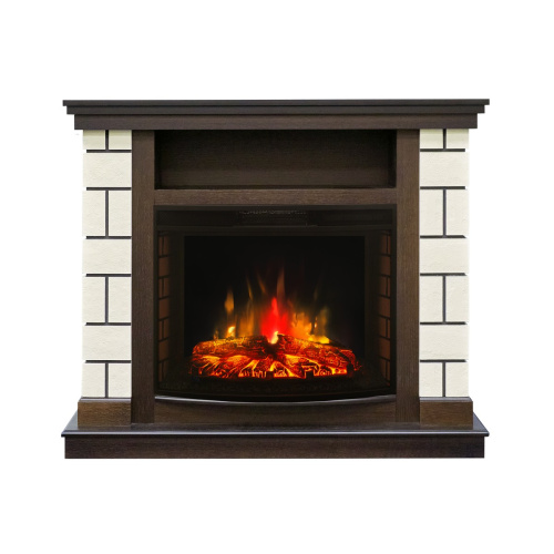 Каминокомплект SALERNO Античный дуб с очагом Электроочаг EVRIKA 25.5