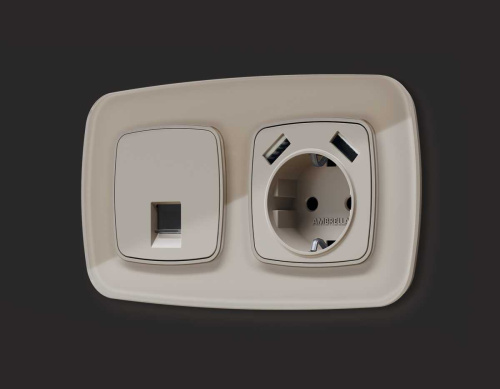 Комплект механизма компьютерной розетки RJ-45 экранированной с автоматической защитной шторкой OMEGA Серо-бежевый матовый QUANT (OP3720, VM185) фото 4 Комплект механизма компьютерной розетки RJ-45 экранированной с автоматической защитной шторкой OMEGA Серо-бежевый матовый QUANT (OP3720, VM185) фото 4