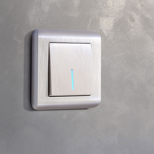 Выключатель одноклавишный с подсветкой (перламутровый рифленый) W1110113 фото 3