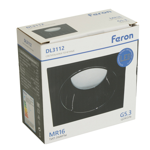 Светильник встраиваемый Feron DL3112 потолочный MR16 G5.3  черный + черный хром фото 10