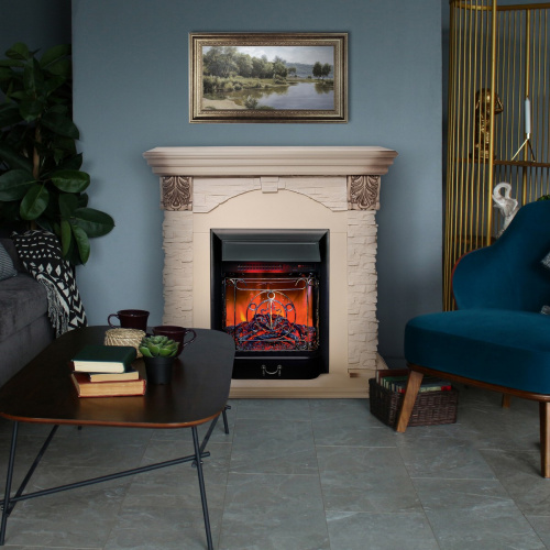 Каминокомплект DUBLIN LUX/ДУБЛИН ЛЮКС Бежевый дуб с серой патиной с очагом Электроочаг MAJESTIC LUX RC/МАДЖЕСТИК С ПУЛЬТОМ фото 3