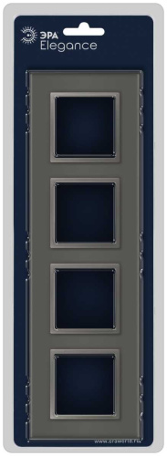 Рамка для розеток и выключателей ЭРА Elegance 14-5104-16 на 4 поста, стекло, титан Б0065839 фото 3 Рамка для розеток и выключателей ЭРА Elegance 14-5104-16 на 4 поста, стекло, титан Б0065839 фото 3