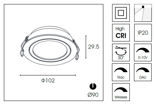 Встраиваемый светильник DA8304DR d.10.2 фото 3