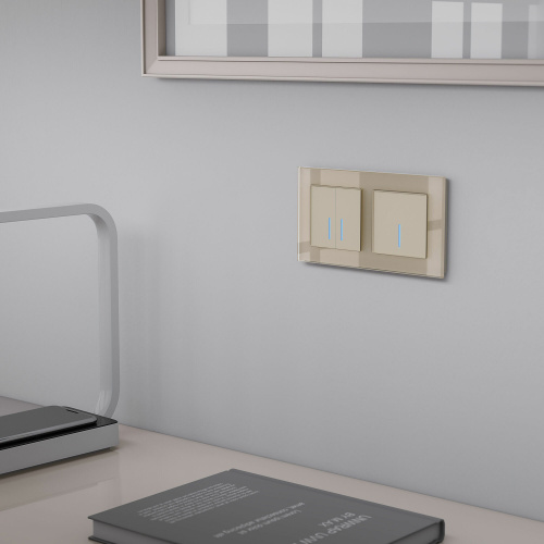Сенсорный выключатель двухклавишный с подсветкой 1000 Вт (шампань) W4520011 фото 6
